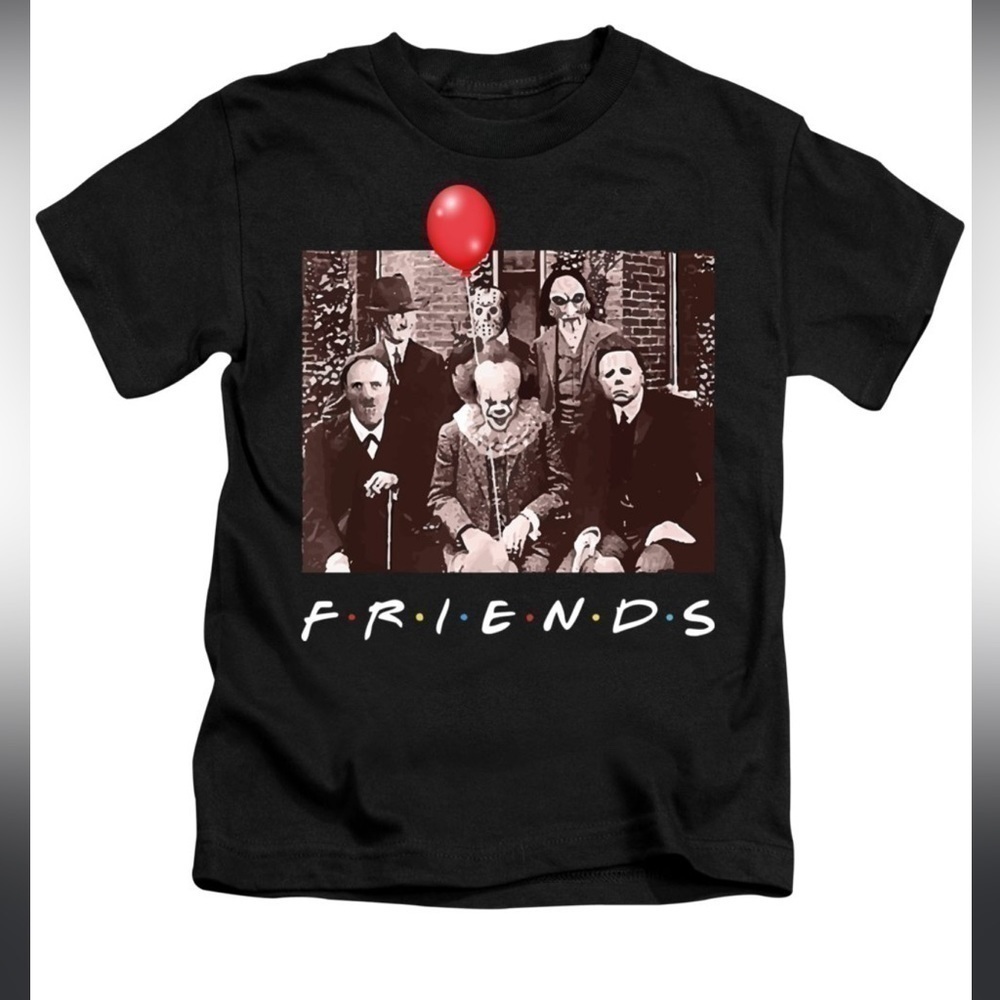 Friends Horror Movie Freddy Jason Michael It Saw Tee Black Gildan T-Shirt Medium